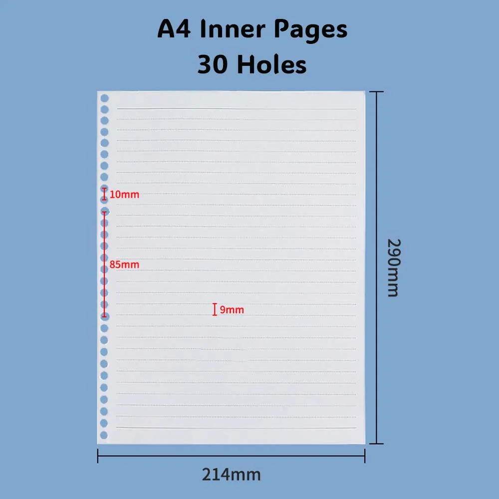 A4 Ring Binder Soft PU Leather Cover 30 Holes A4 File Folder