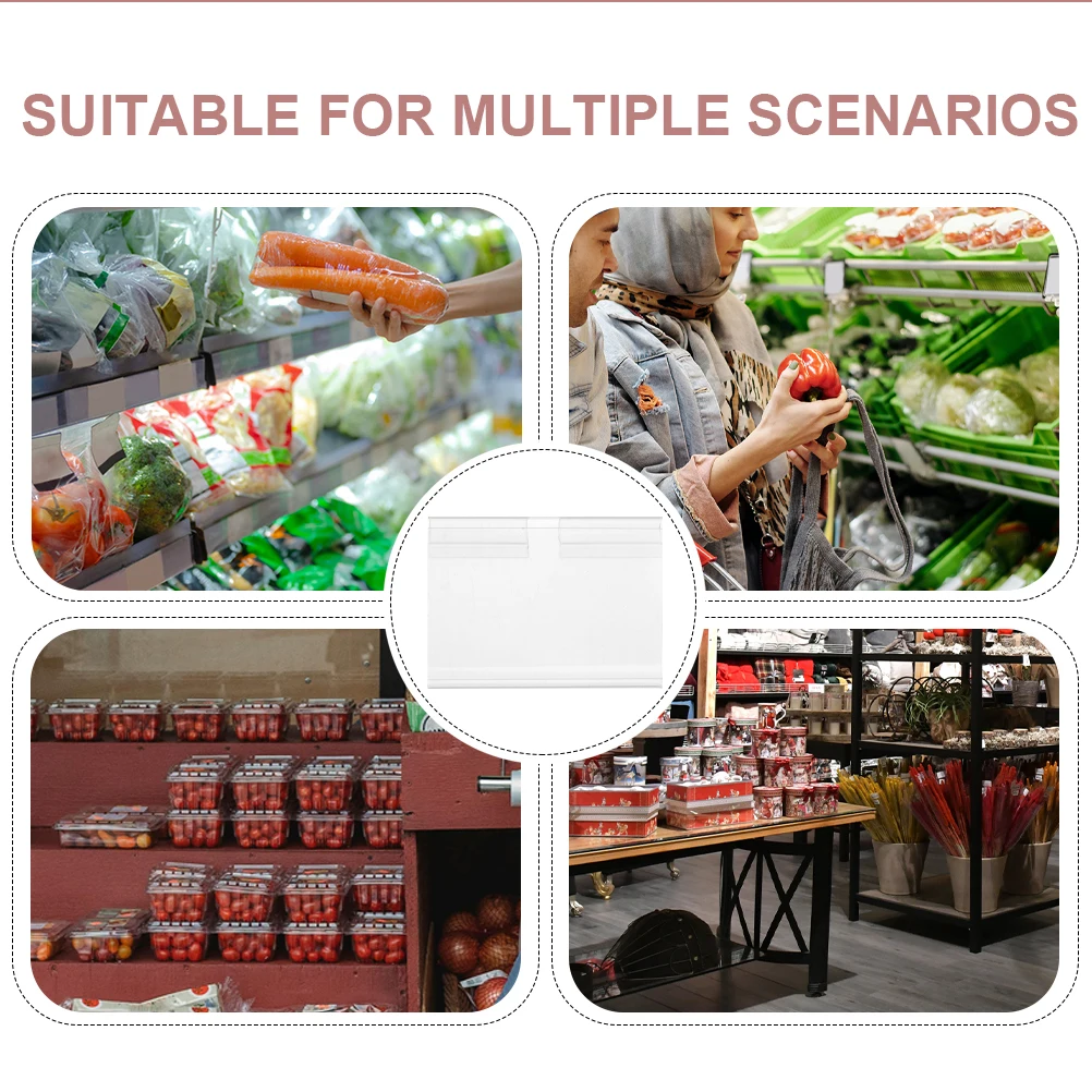 

20pcs Price Tag Holder Pvc Material Shelf Label Holder Wear-Resistant Transparent Sign Stand For Supermarket Store Shop Fruit