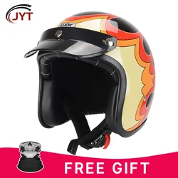 DOT Approved 3/4 Open Face Motorcycle Helmet Retro Vintage Half Helmet Lightweight for Men Women Four Seasons Riding