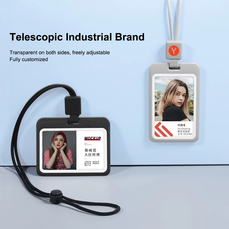 Portable Retractable Lanyard Card Sleeve Clear Simple Card Case With Retractable Reel Transparent Identification Card Holder