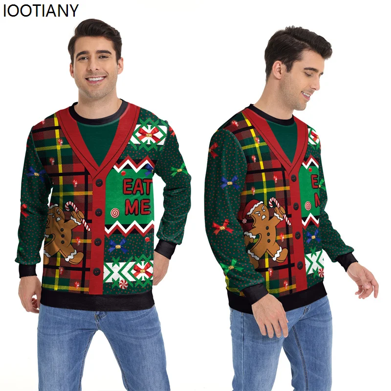 

CosplayAutumn And Winter Unisex Christmas Sweatshirt Santa Claus Elk Print Pullover Long Sleeve O-neck Christmas Streetwears Xma