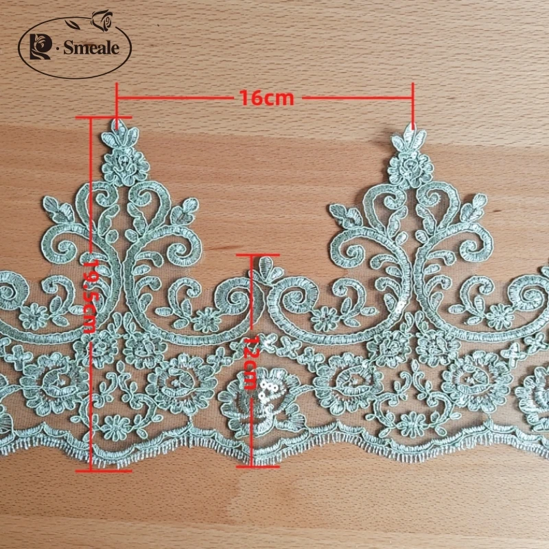 Polyester-Pailletten-Spitzenbesatz, Randlinie, DIY-Hochzeitskleid, Heimdekorationszubehör, 5 Yards/Lot, Breite 19,5 cm – Detail 1