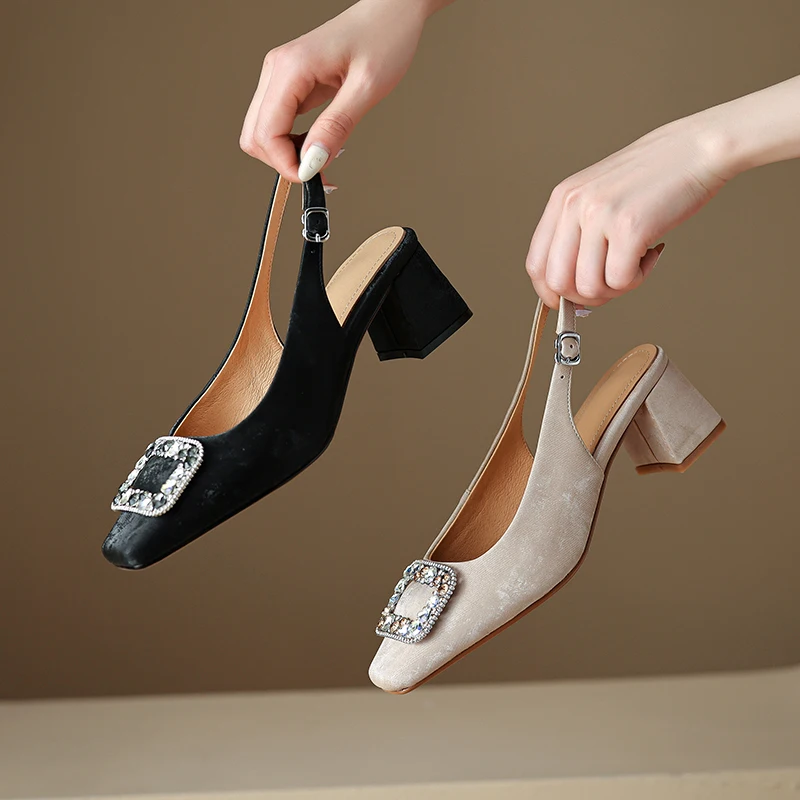 2026 new summer women sandals natural leather plus size 22-25cm cowhide+sheepskin+pigskin back-buckle high heel women shoes