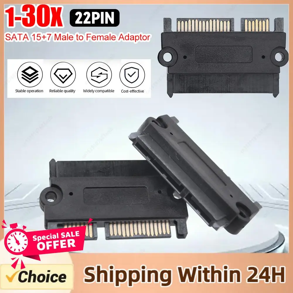 Power Data Adapter SATA To SATA Converter SATA Male To Female Straight Head 22Pin 7+15 Male To Female Converter Head