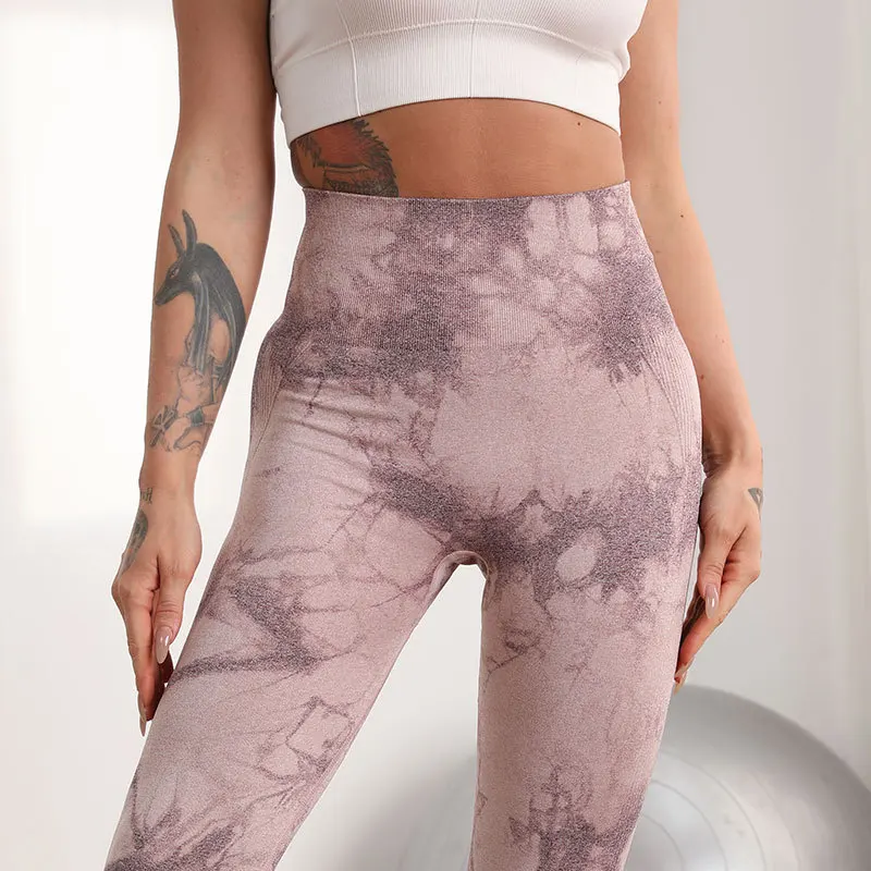 Women Tie dye Gym Leggings Seamless Tights Women Sexy High Waist Pants Trousers Print Sports Yoga Pants Women's Fitness Leggings