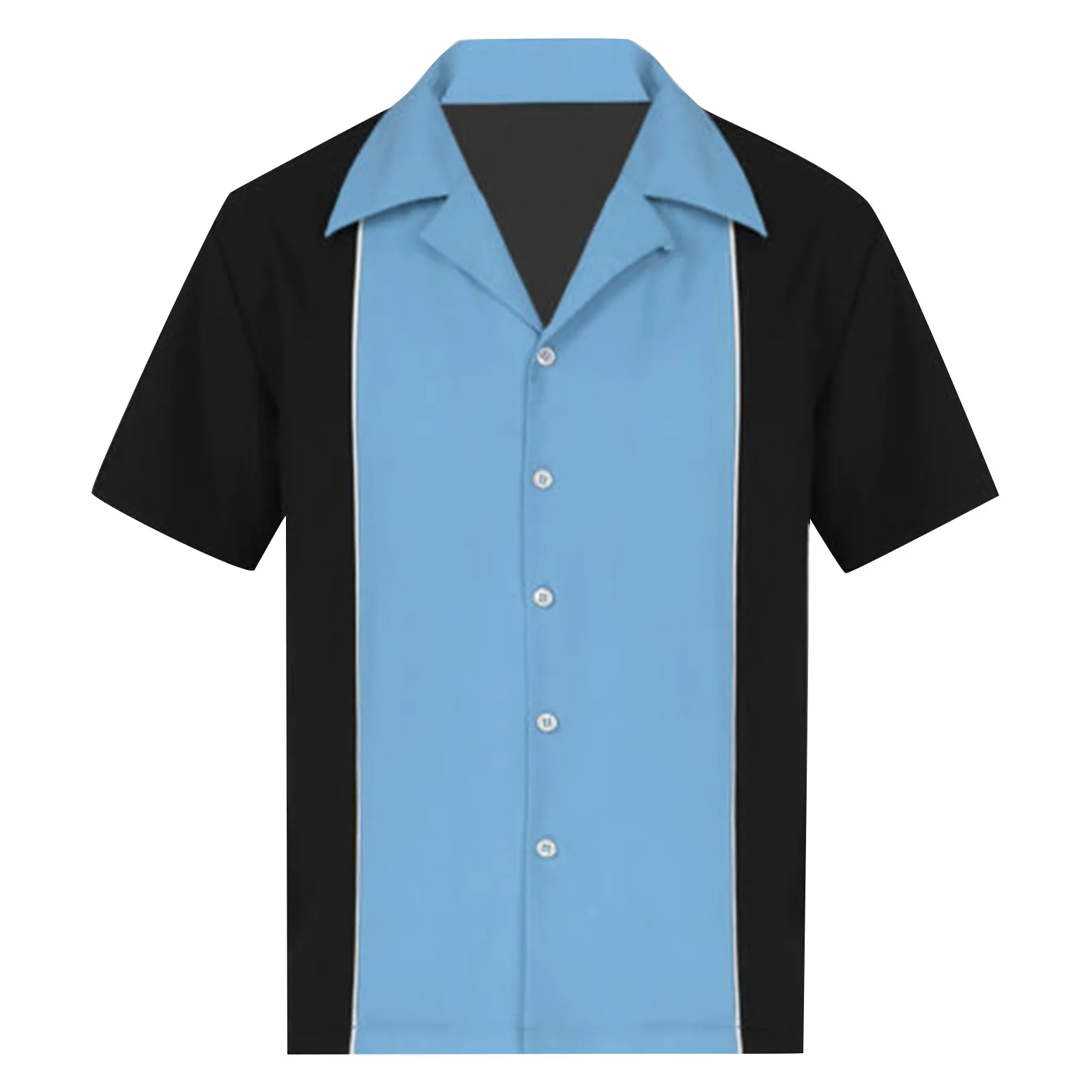 Camisa de manga corta con botones para hombre, camisa Vintage de color de contraste, tops de personalidad, blusa de playa de verano, ropa de calle