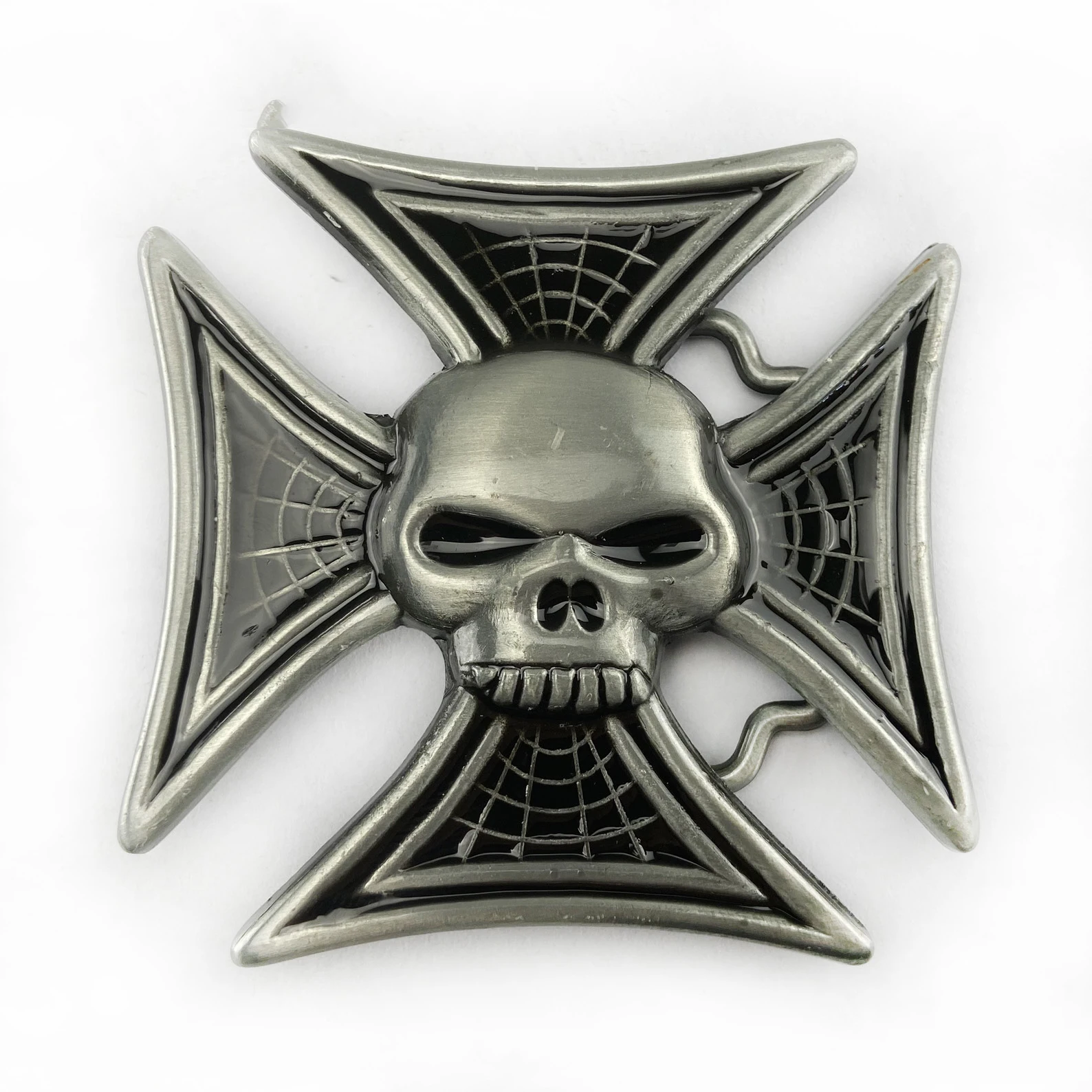 WesBuck Skull Cross New Vintage Western Belt Buckle Initial Vintage-Cowboy Rodeo Silver Large Belt Buckle for Men Women