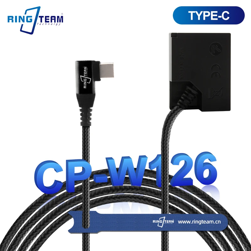 

New Braided Cable TYPE-C USBC PD Right Angled CP W126 DC Coupler NP-W126 for Fujifilm XT3 XT30 XT2 X-T200 X-Pro2 X-Pro3 X-S10