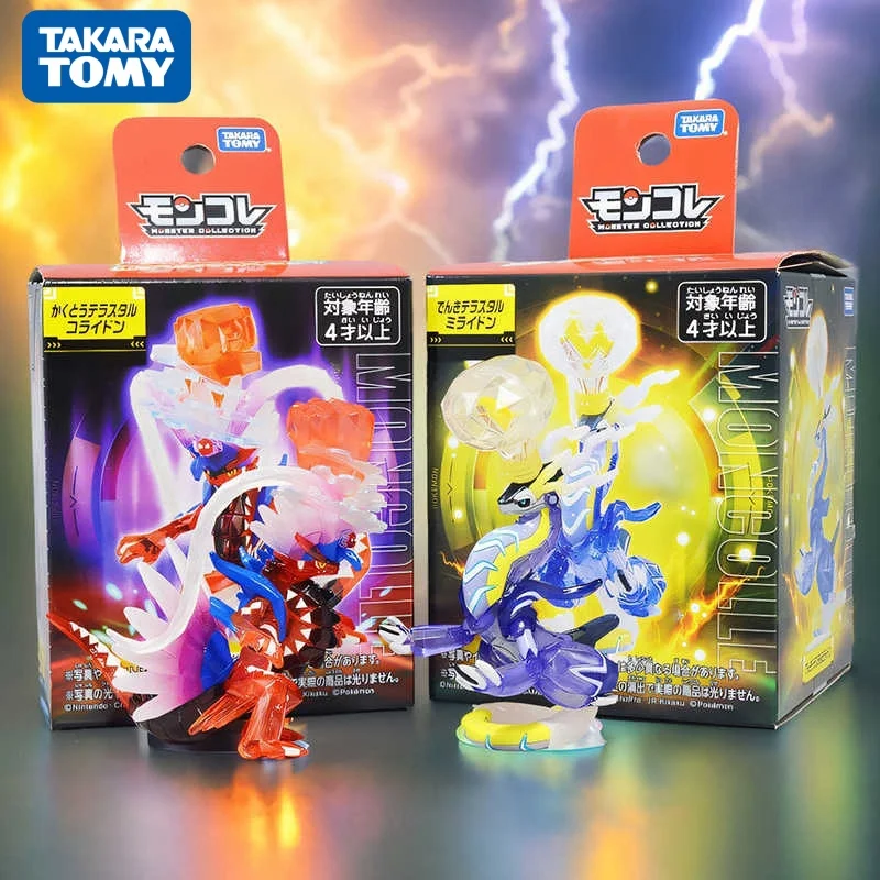 New TAKARA TOMY Tomica Pokemon Figure Armarouge Ceruledge Koraidon Miraidon Scarlet&Violet Transparent Crystal Collectible Toys