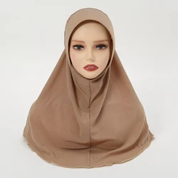 New Solid Instant Hijab For Women Large Size Underscarf Bonnet Band Islamic Scarf Hot Sell Headscarf Ramadan Pray Hats Headband