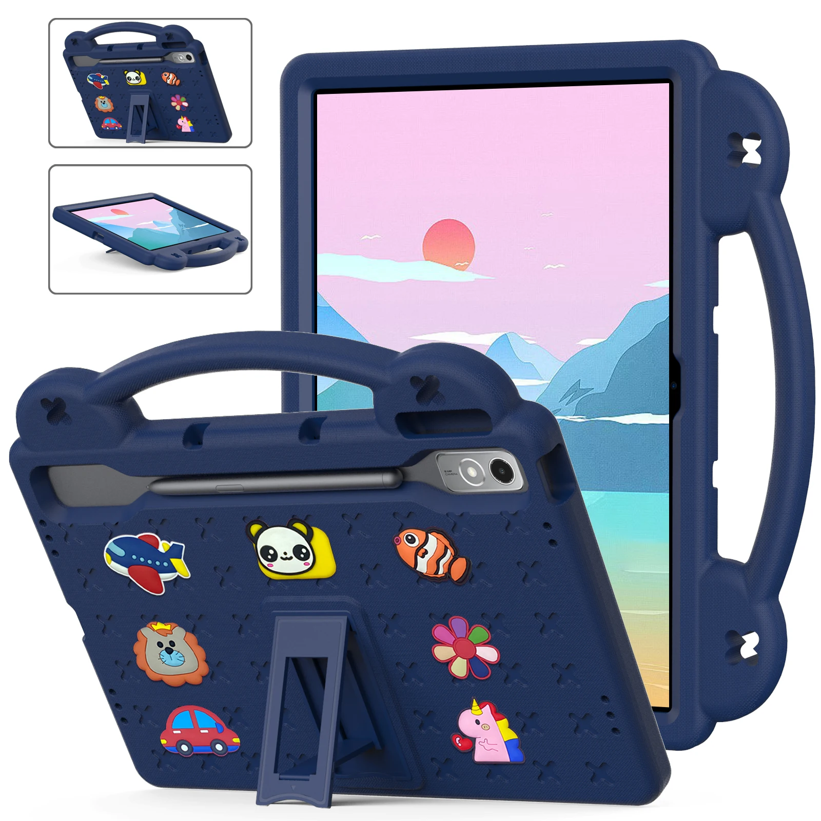 

For Lenovo Tab P12 EVA Case with Kickstand Drop Protective Rugged Tablet Cover - Navy Blue