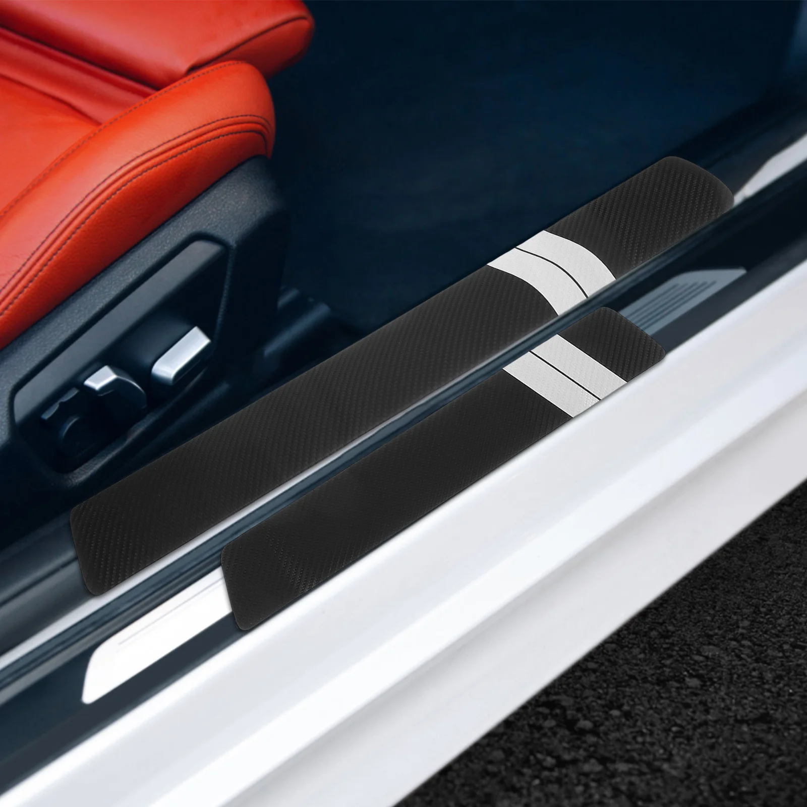 

4 шт., устойчивая к царапинам защита порога автомобиля, универсальная защита из искусственной кожи для автоматической накладки на порог внедорожника, крышка автомобиля