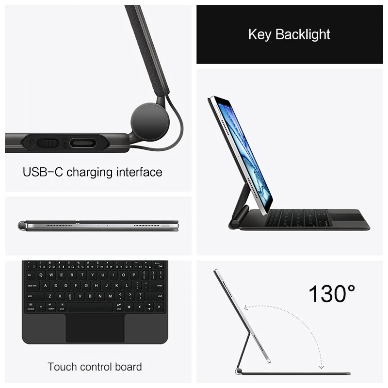 Imagem -04 - Backlight Magic Keyboard Folio Touch Pad sem Fio Tampa do Teclado Inglês Ipad Air 11 m2 6th Gen Novo 2023 24