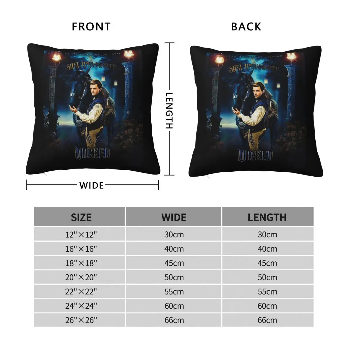 Jonathan Bailey Shiz University Wicked Square Pillowcase Polyester Linen Velvet Pattern Decorative Bed Cushion Cover Wholesale