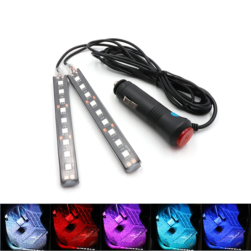 Niscada LED Car Auto Motorcycle Interior Atmosphere LED Strip Light Floor Foot Decorative Lamp White Red Blue Purple