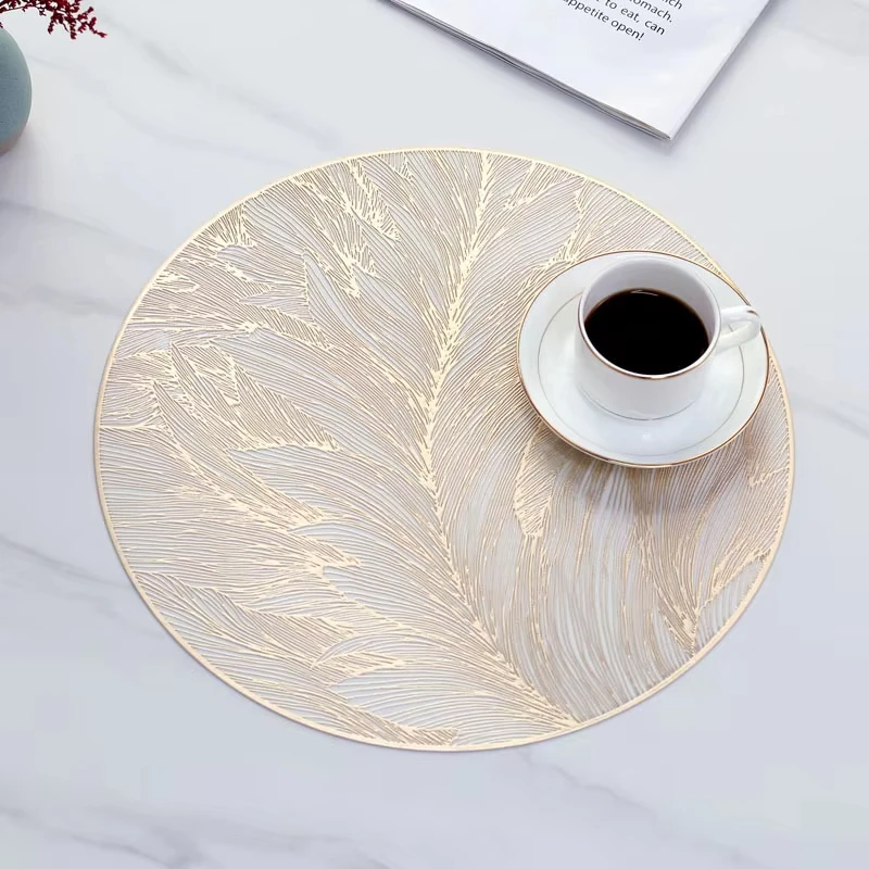 

Light Luxury Placemat Table Mat Wide Application PVC Table Decor Round Protector Mat Heat Resistant Pad for Kitchen Accessories