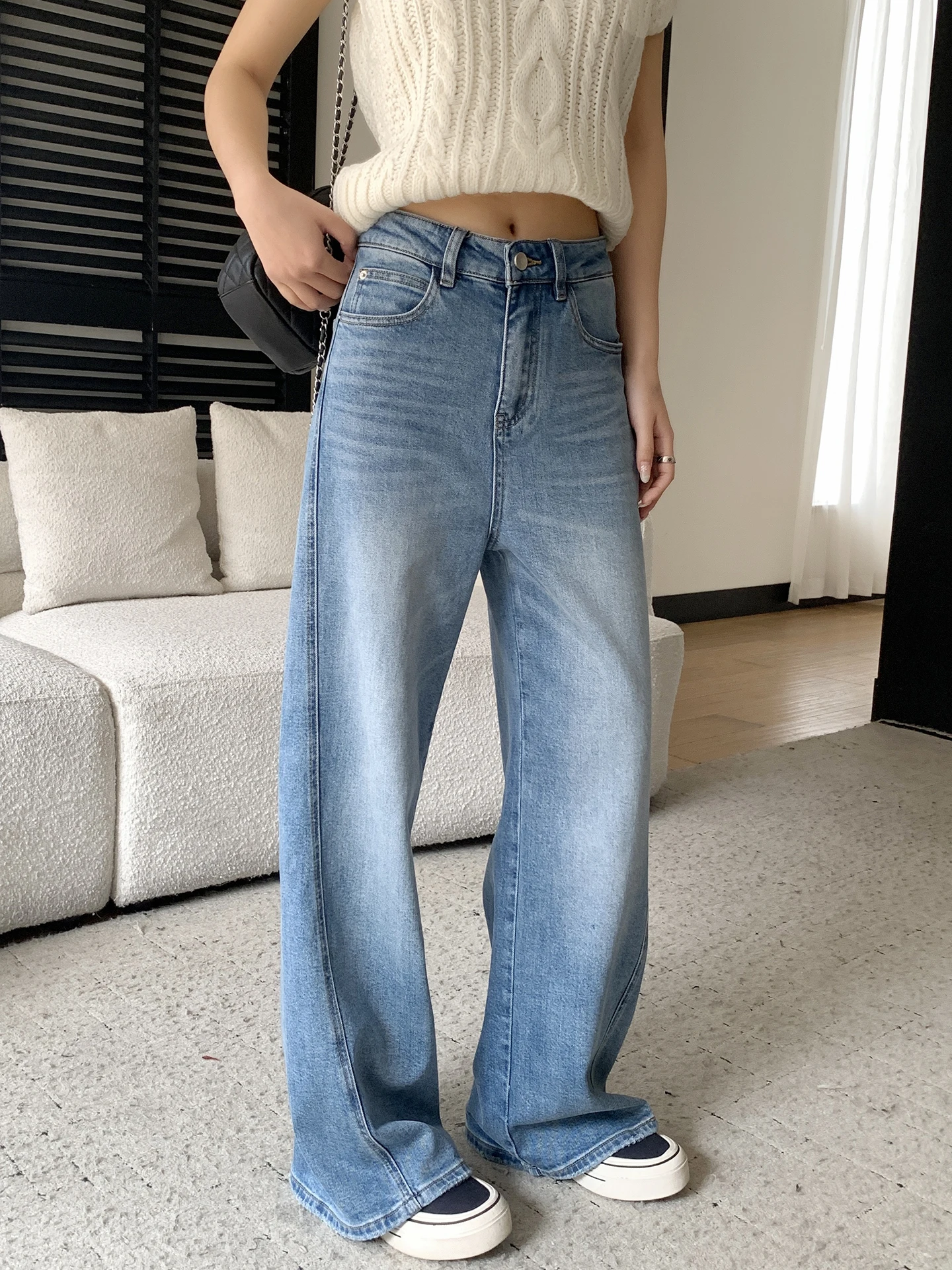 

Новые весенние свободные прямые синие джинсы для женщин, повседневные брюки в стиле бойфренд, мягкие, дышащие, удобные джинсы из хлопка