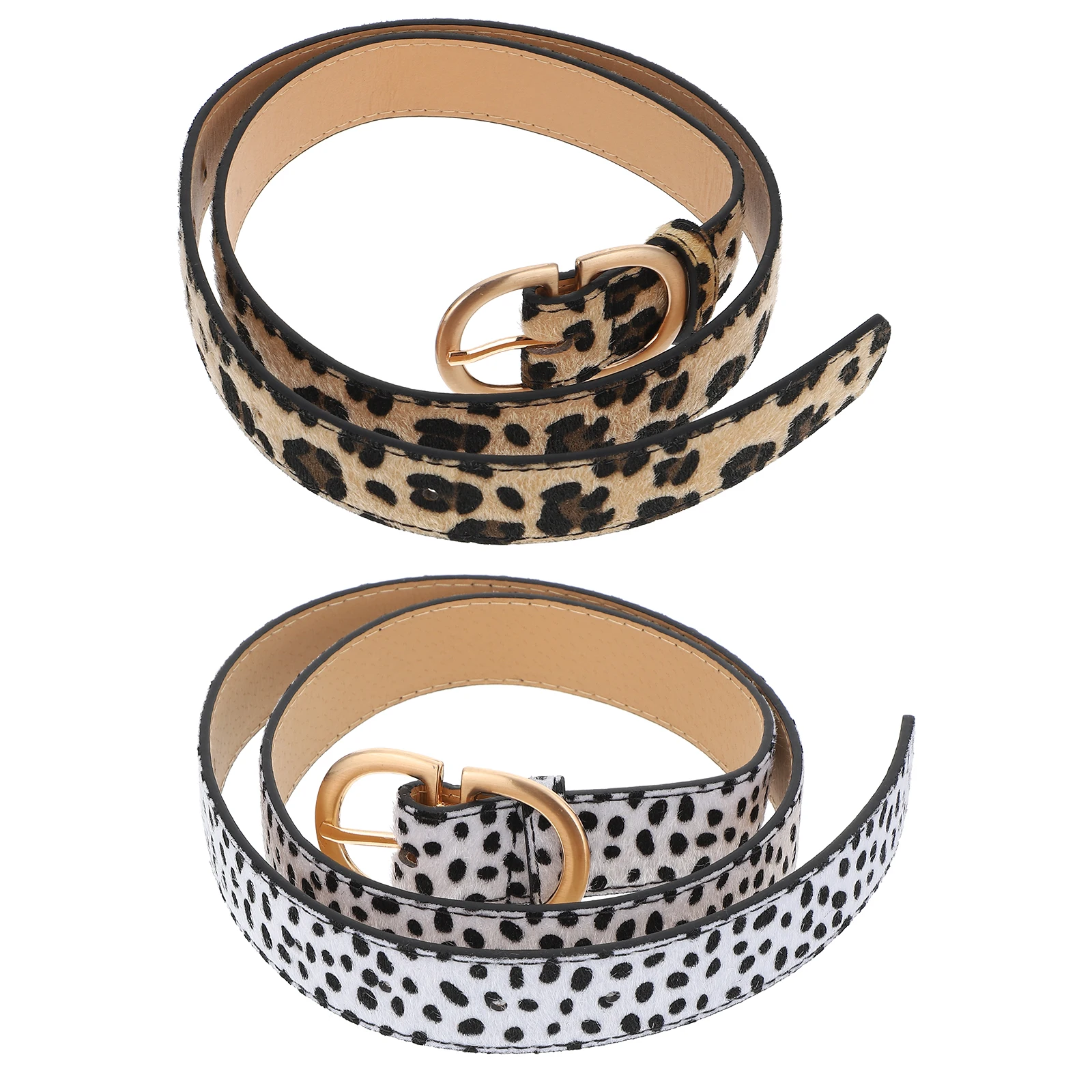 

2Pcs Women Belt Leopard Print Adjustable Waist Belts for Jeans Dress Lightweight Fashion Accessories PU Durability