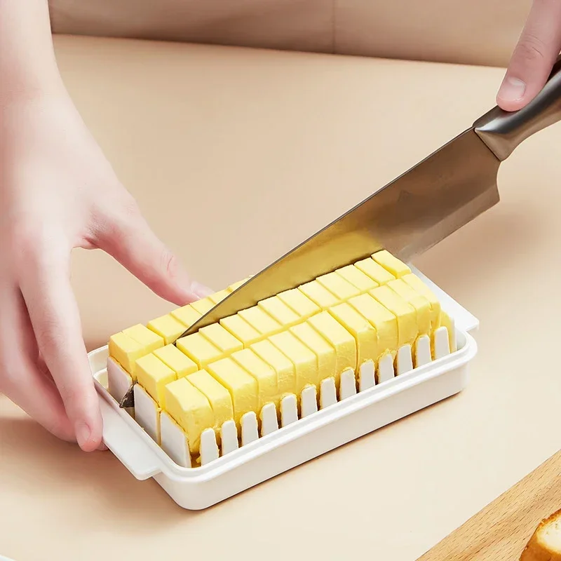 Butter Cutter with Lid Container,  Storage Box, Refrigerator Butter Keeper Tray with Transparent Cover for Kitchen Food Storage