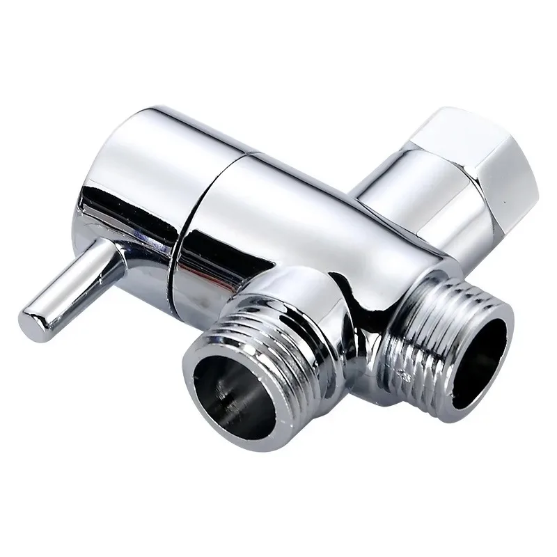 3 Way ABS Diverter Valve T Adapter Converter Chrome New for Shower Head Diverter Valve Three-way Water Distribution Valve G1/2in
