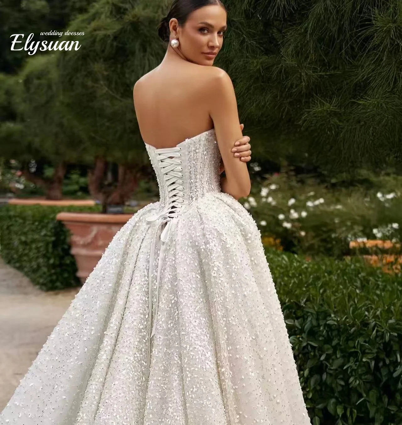 Изысканное длинное свадебное платье трапециевидной формы из бисера по индивидуальному заказу, свадебное платье без рукавов с открытой спиной для невесты