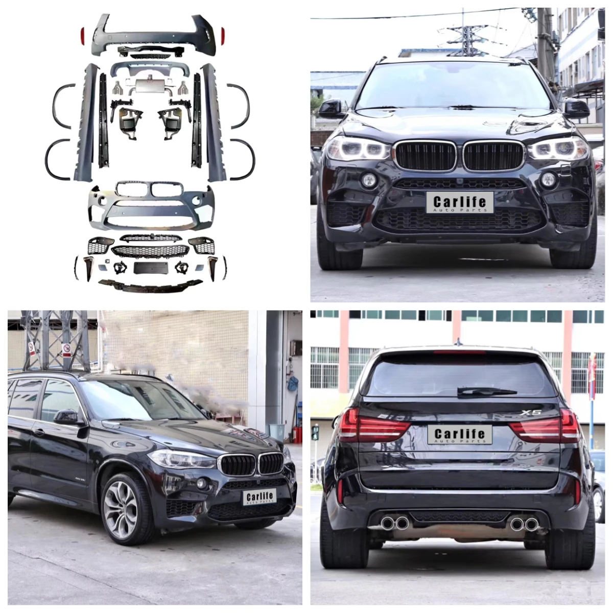 

Car Body Kit for BMW X5 F15 2013 2014 2015 2016 2017 2018 Upgrade X5M with Front Bumper Assembly Grilles Rear Bumper Tail Pipes