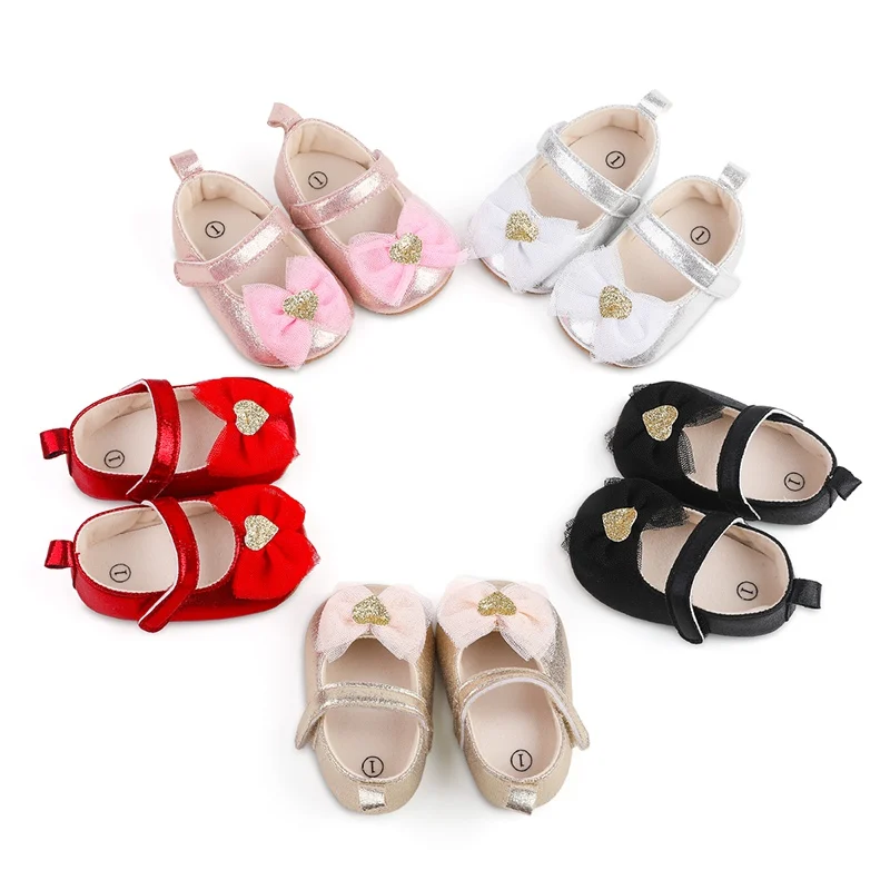 

Baywell Newborn Baby Girl Shoes Bowknot Princess PU Toddler Shoes Soft Sole Anti-Slip Infant Girls First Walkers Shoes 0-18M