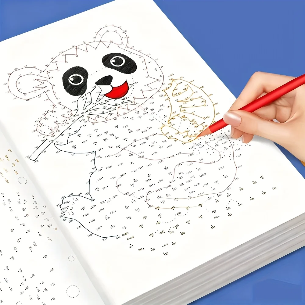 

1pc Activity Book Numbered Dot-to-Dot Pattern Coloring Page Advanced Magic Maze Game Focus Training Hand-Eye Coordination Fun