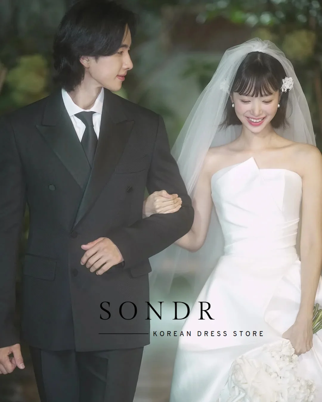 Sondr New Korean Wedding Dresses Strapless Silk Satin Bridal Gown Customized A Line Self-Wedding Dresses Photo Shoot Gown