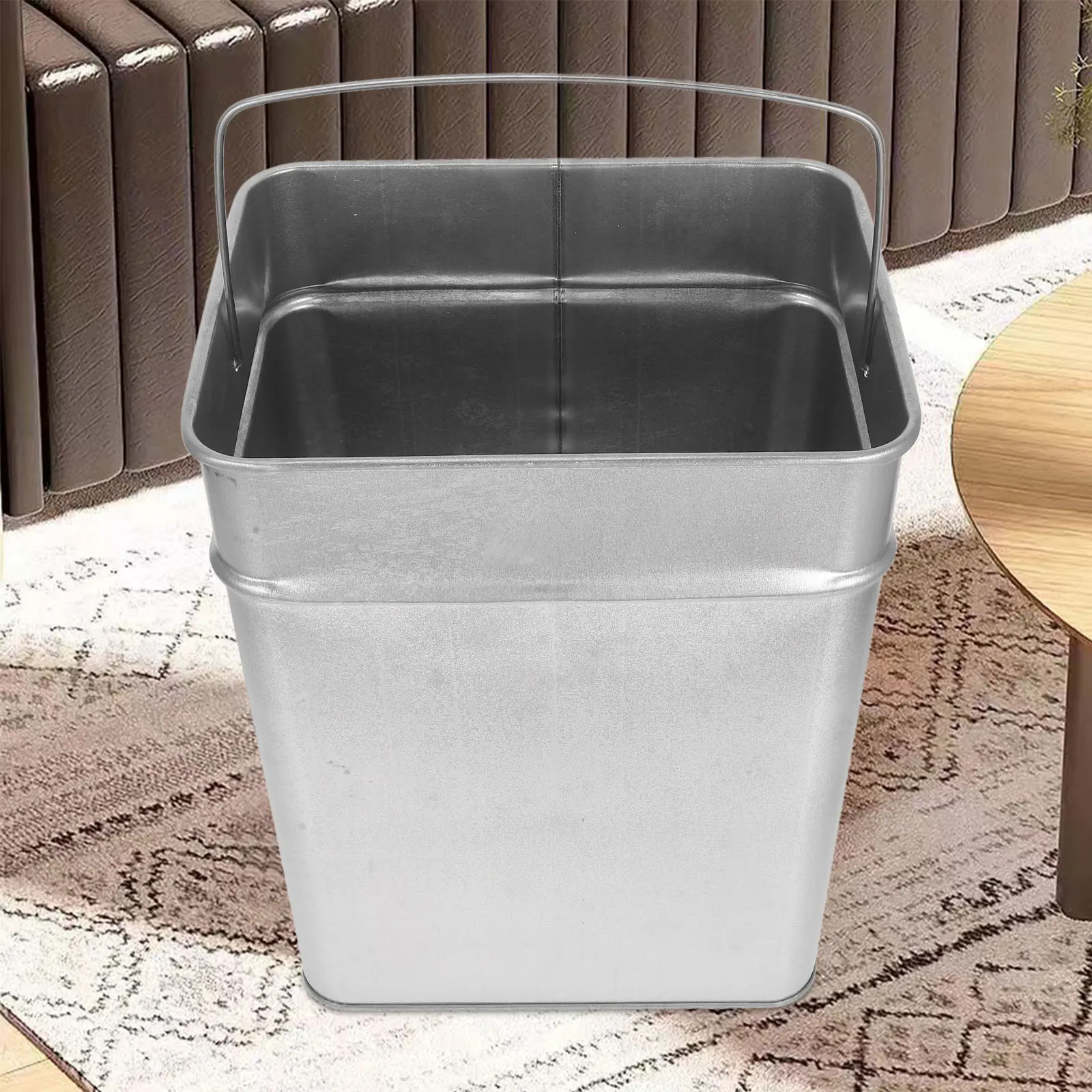 

Galvanized Plate Trash Can Inner Bucket Bathroom Garbage Bin Iron Bedroom Wastebasket