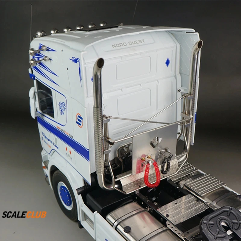 Scaleclub Metal Stainless Steel V8 Exhaust european Style For 1/14 Tamiya RC Truck Trailer Scania Benz Actros Volvo DIY Part