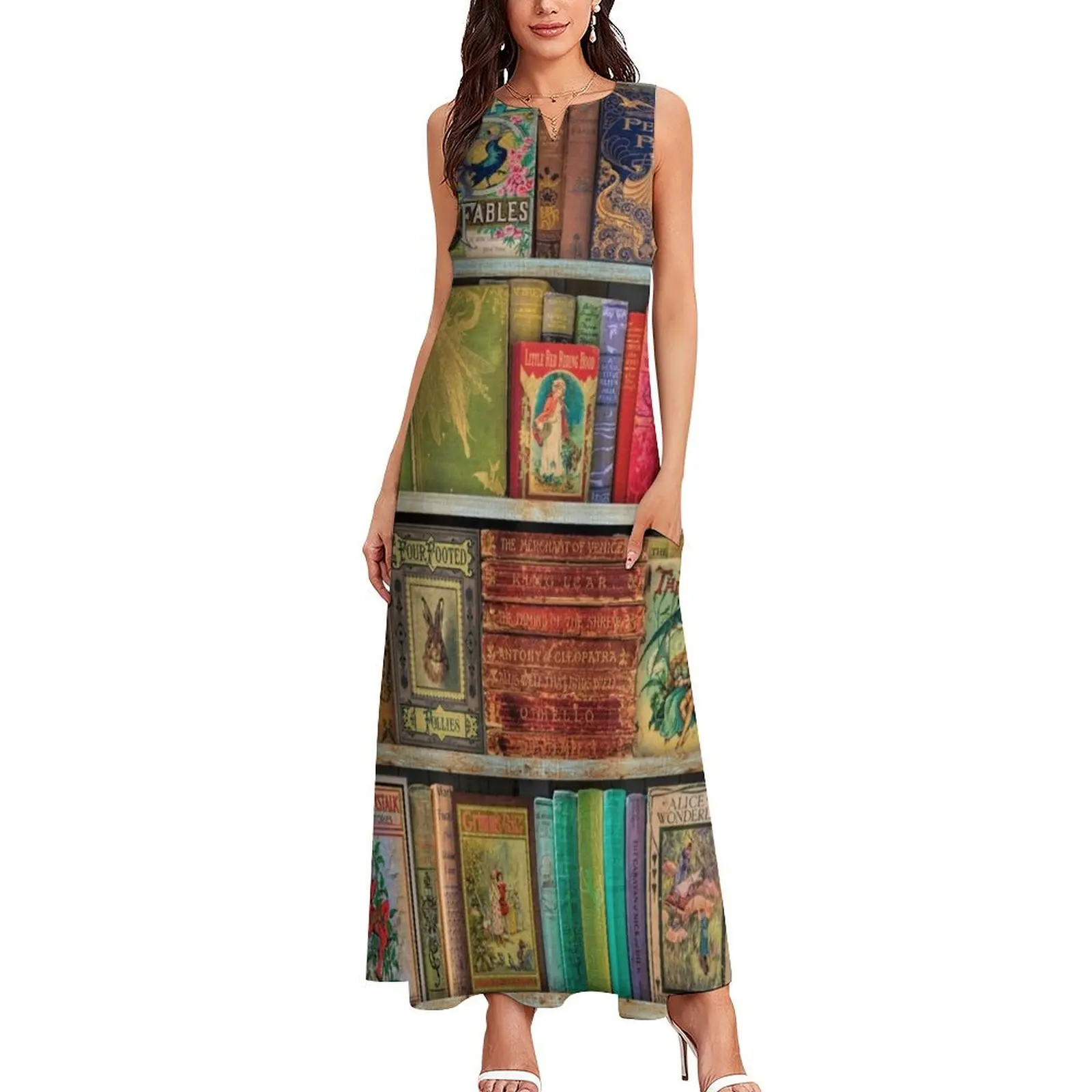 A Daydreamer's Book Shelf Long Dress Dress women dress summer 2025 women