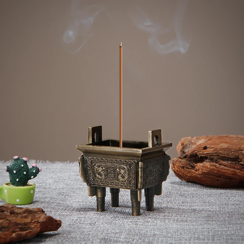 Chinese Bronze Tripod Incense Burner Metal Gourd-shape/Nine-hole Incense Holder Incense Stick Holder for Yoga Meditation Decor
