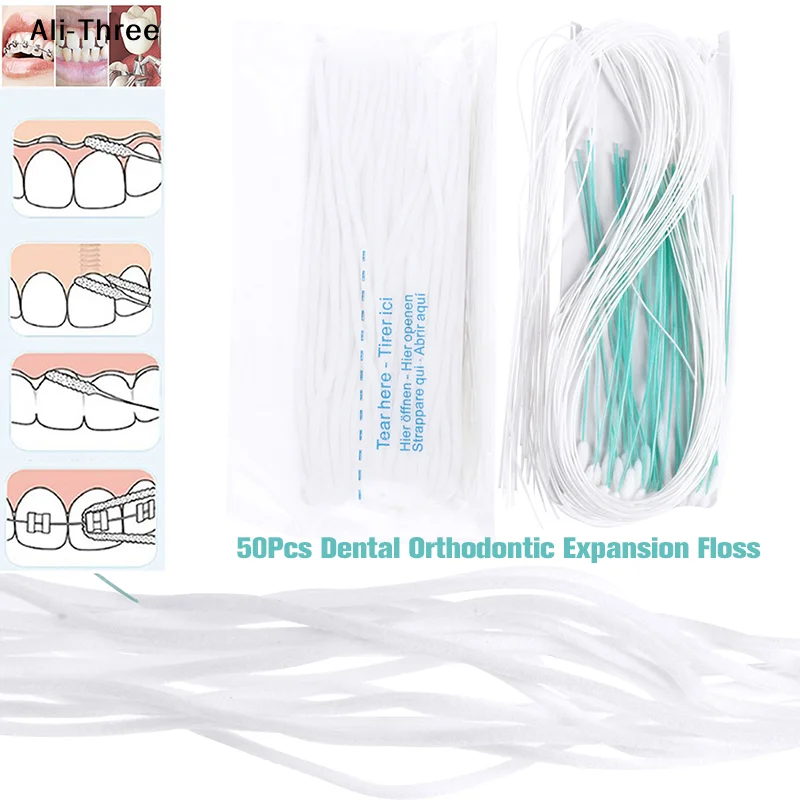 50Pcs Toothpick Tool Floss Threaders Tooth Floss Holders Between Orthodontic Braces Bridge Dental Oral Clean