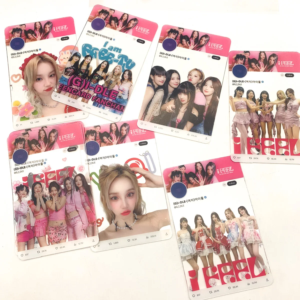 KPOP (G)I-DLE I FEEL Album Gift Box Shuhua YUQI Miyeon Fashion Photocards Keyring Stickers PVC Card Set Fans Birthday Collection