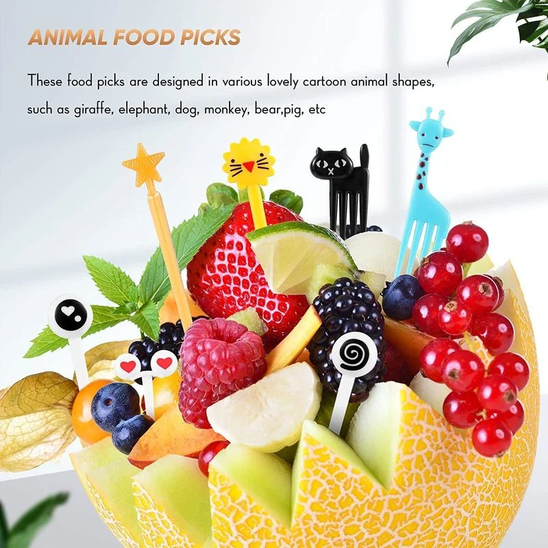 Fruit Fork Cartoon Mini Animal Farm Cartoon Food Selection Children Snacks Cake Dessert Food Fruit Fork Party Decoration