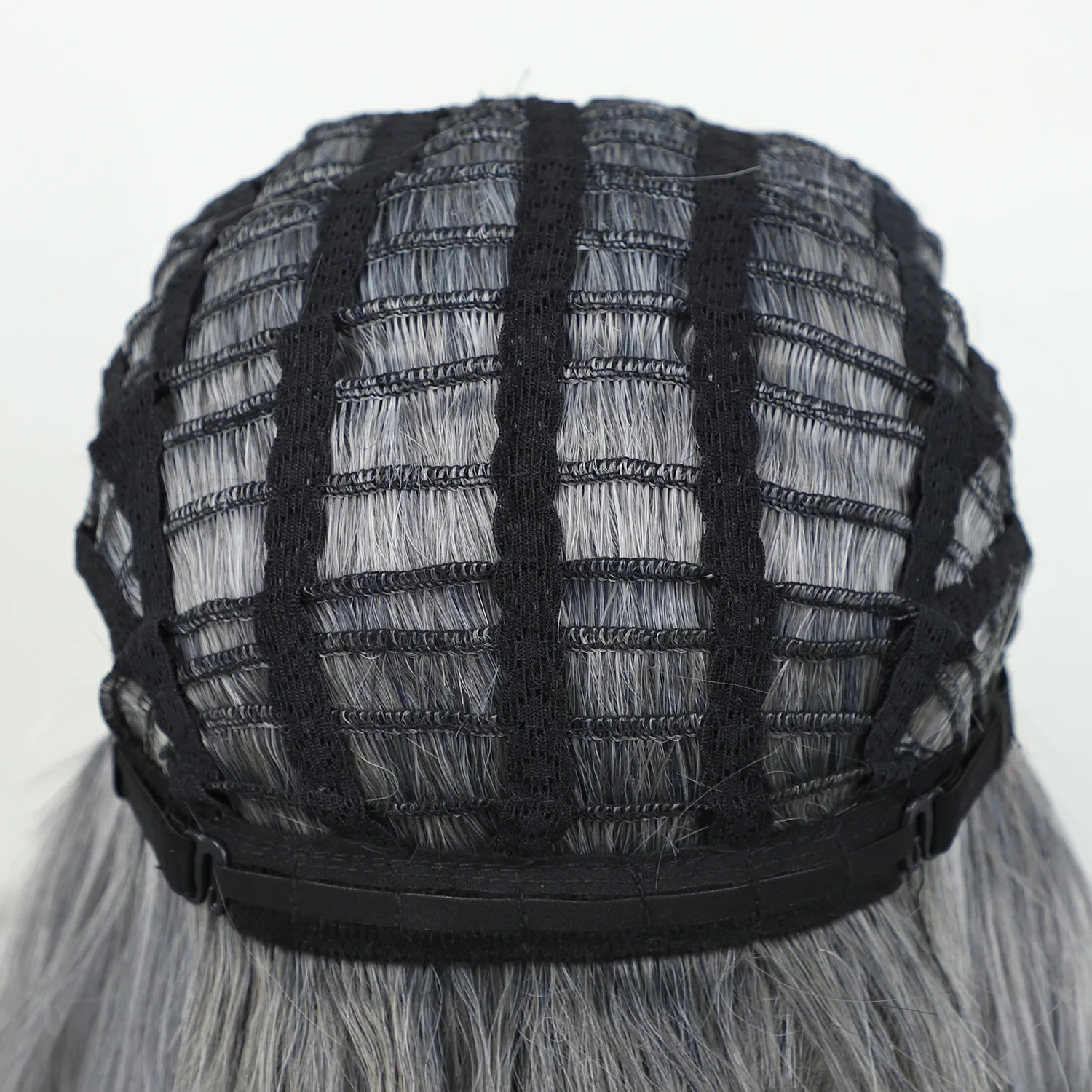 Synthetic Grey Straight Wig with Bangs