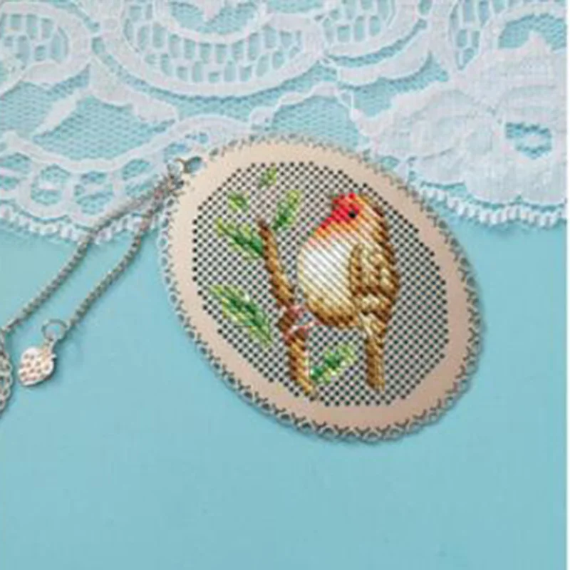Birds DIY Craft Stich Cross Stitch Bookmark Metal Silver Golden Needlework Embroidery Crafts Counted Cross-Stitching Kit