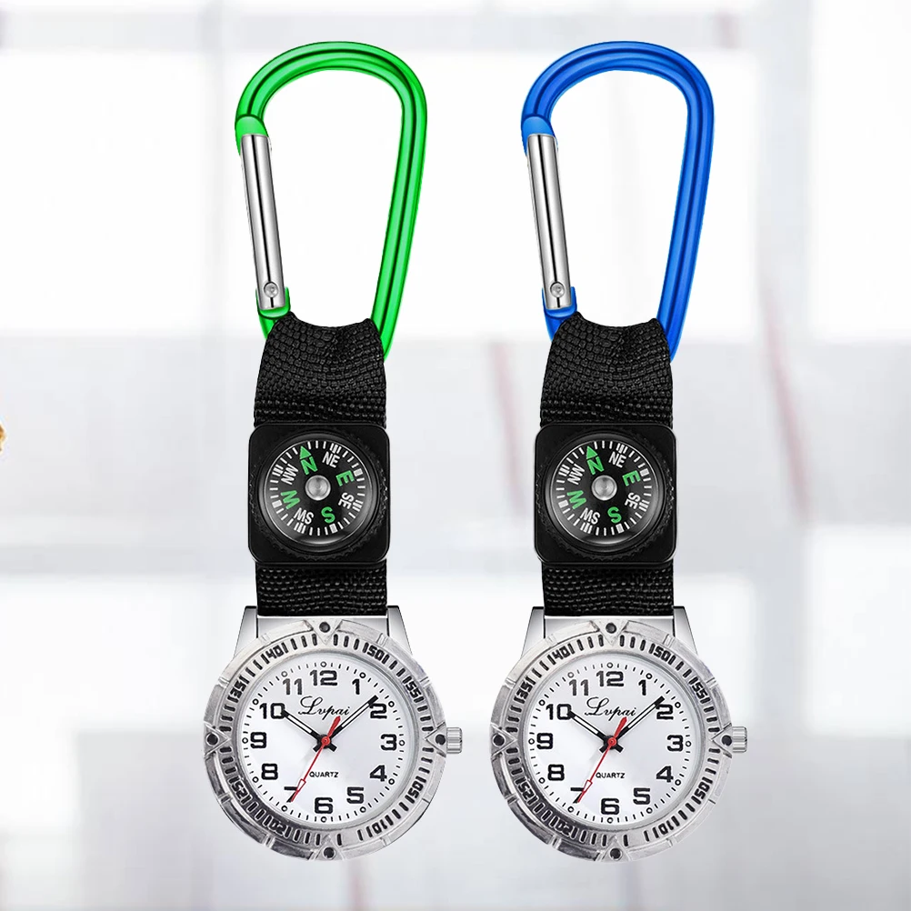

2 шт., брелок с компасом, креативный брелок для ключей, повседневные часы, подвесные часы для медсестры, подвесной ключ для скалолазания на открытом воздухе, портативный брелок зеленый