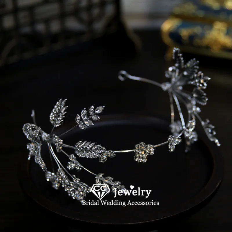 

CC блестящие короны женские аксессуары свадебные повязки на голову свадебный головной убор помолвка украшения для волос диадемы в форме пшеницы диадемы AN503