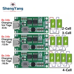 Multi-Cell Step-Up Boost Carregador de iões de lítio, 18650 Bateria de lítio, 2S, 3S, 4S, Tipo-C para 8.4V, 12.6V, 16.8V, Polímero LiPO