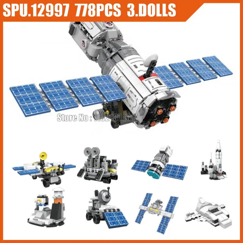 13065 778 шт. 8 в 1 космический шаттл Лунный Ровер спутниковая станция посадковая ракета 1 куклы строительные блоки игрушечный кирпич 13065 778 шт. 8 в 1 космический шаттл Лунный Ровер спутниковая станция посадковая ракета 1 куклы строительные блоки игрушечный кирпич