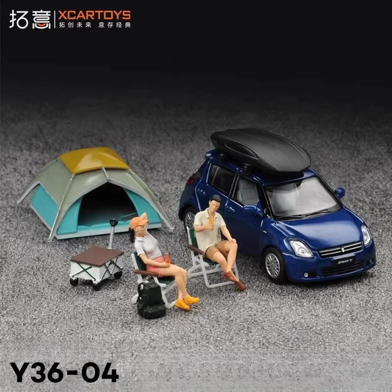 XCARTOYS 1:64 Suzuki Swift Camping Tent set Alloy roller miniature simulation car model,adult decoration,boy toys,birthday gifts