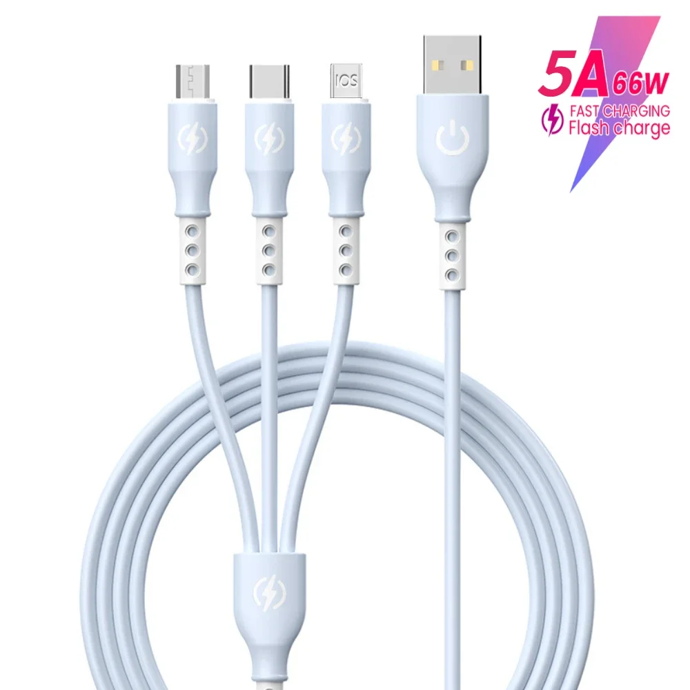 3 in 1 USB-Kabel 5a Schnelllade-USB-C-Kabel für iPhone 14 13 12 Pro Max Xiaomi 12 11 Huawei Samsung Handy-Ladekabel