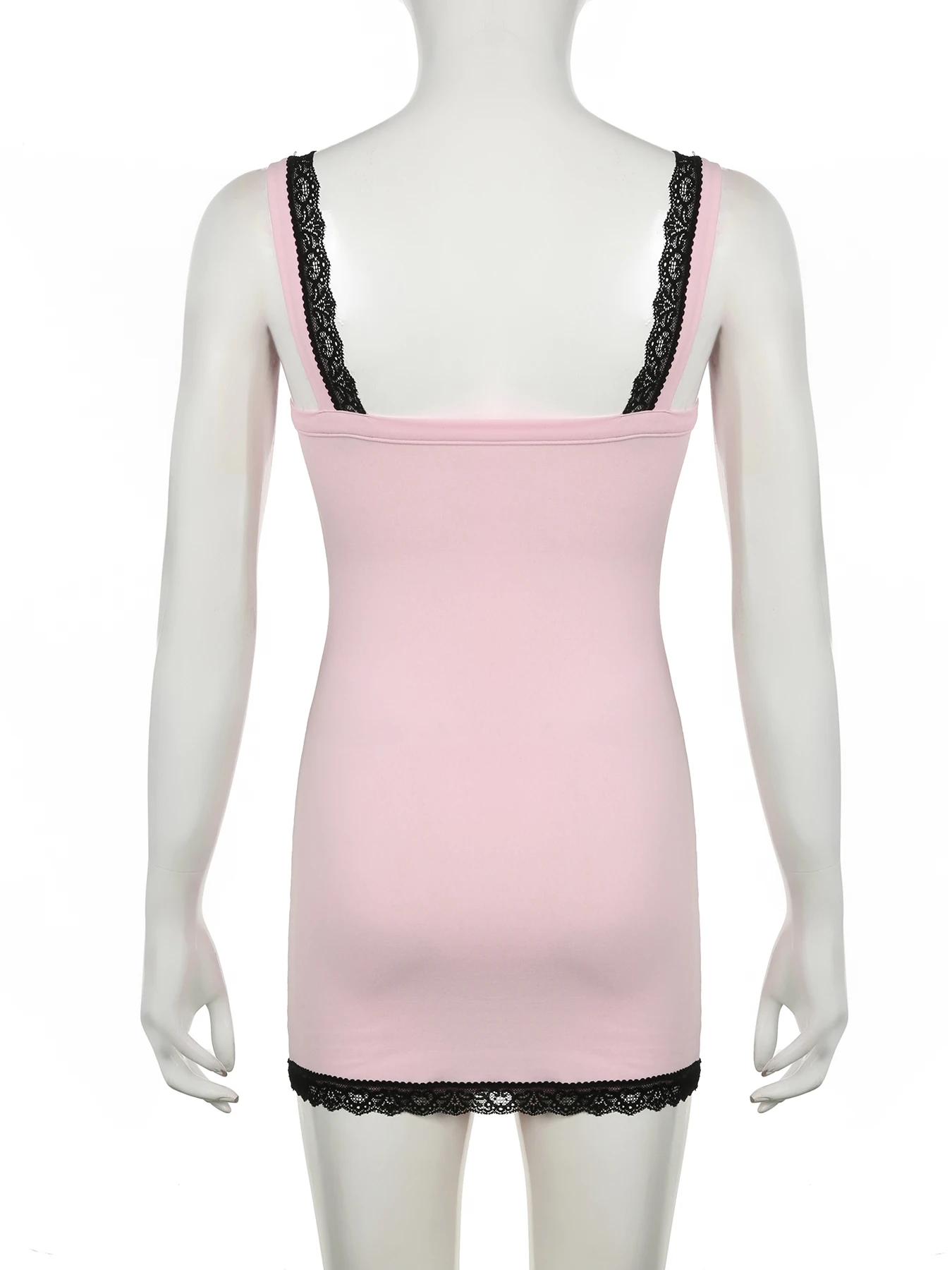 IAMSURE 여성용 스위트 레이스 트림 랩스커트, 섹시한 슬림 슬래시 넥, 민소매 미니 드레스, 2024 여름 패션 스트리트웨어 레이디