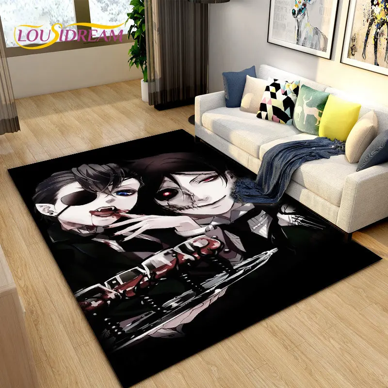 บัตเลอร์สีดำอะนิเมะการ์ตูนพรมพรมพรมสำหรับห้องรับแขกห้องนอนโซฟาพรมเช็ดเท้าตกแต่ง,เด็กเล่น Non-Slip