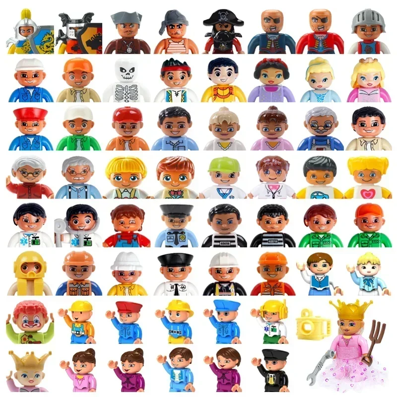 Big Size Action Figures Doll Police Princess Family Member Building Block Accessory Occupation Toys Assembly Children Kids Gift