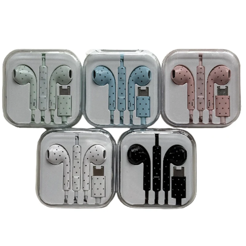 Type C Earphones Polka Dot Star Pattern In-Ear Wired Earbuds with Mic and Volume Control HiFi Headset for Mi iPhone Samsung view 6