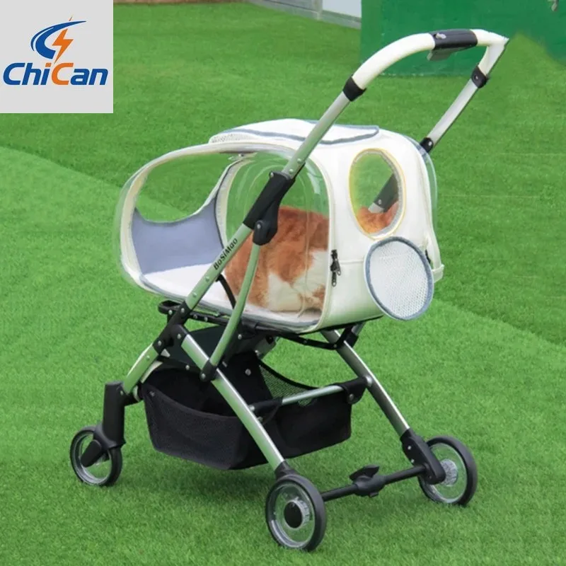 

Portable Pet Stroller Folding Disassembling Cat Carrying Outdoor Windproof Rainproof Cat Bag Panoramic Breathable Pet Supplies