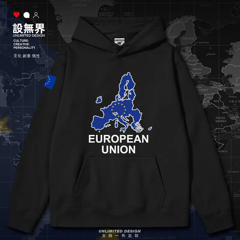 European Union map mens hoodies jerseys crewneck sweatshirt winter Sportswear printed pullovers sporting clothes autumn winter